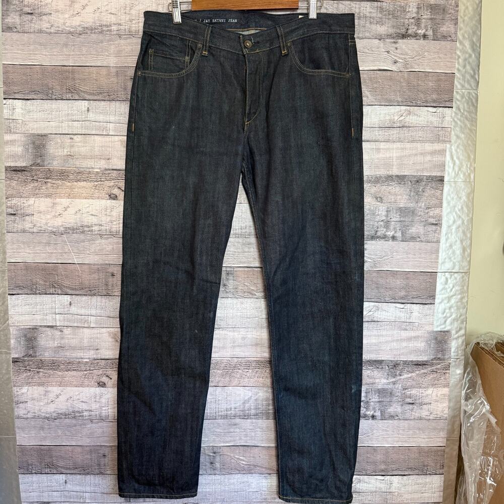 Rag and Bone RB 23X Jay Skinny Button Fly Jeans Mens 36x32 Dark Wash